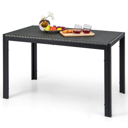 Gartentisch Rattan Esstisch für 4-6 Personen Rechteckiger Terrassentisch 120 x 71 x 72 cm Mixed Braun
