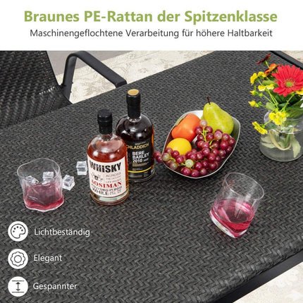 Gartentisch Rattan Esstisch für 4-6 Personen Rechteckiger Terrassentisch 120 x 71 x 72 cm Mixed Braun