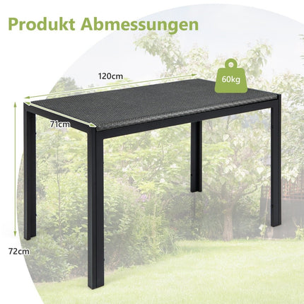 Gartentisch Rattan Esstisch für 4-6 Personen Rechteckiger Terrassentisch 120 x 71 x 72 cm Mixed Braun