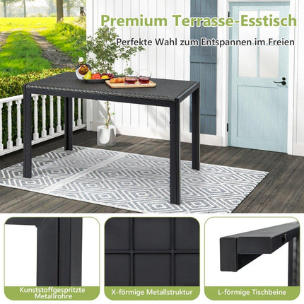 Gartentisch Rattan Esstisch für 4-6 Personen Rechteckiger Terrassentisch 120 x 71 x 72 cm Mixed Braun