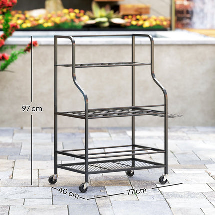 Stojan na zahradní nářadí s háčky - 3patrový, nosnost 40 kg