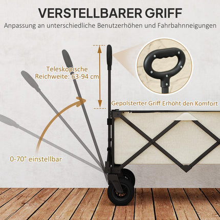 Collapsible garden trolley, 100 kg capacity, removable lid
