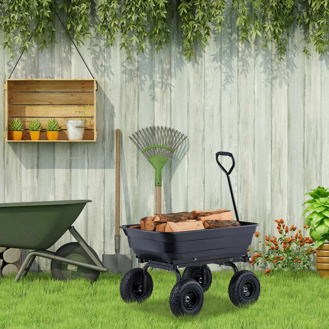 Garden trolley with tilt function
