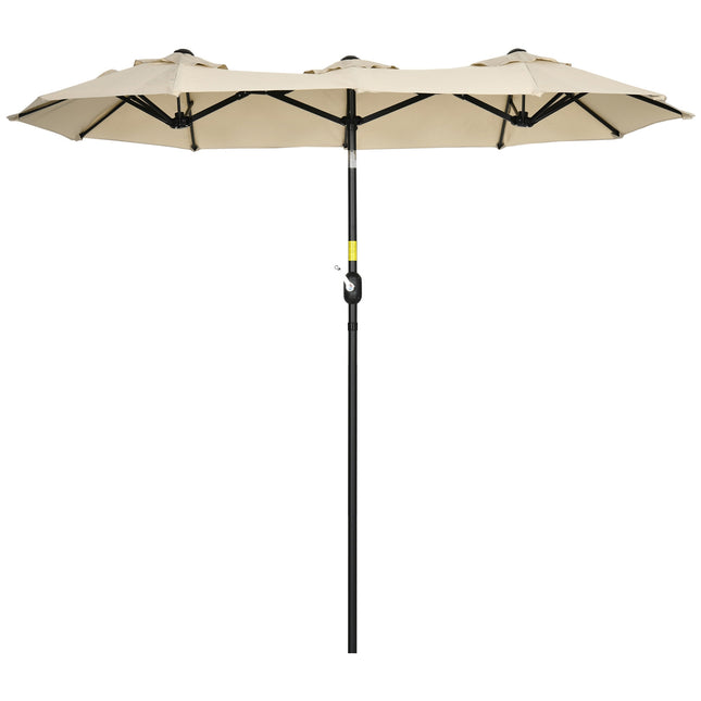 Tuinparasol 285x147cm marktparasol met kantelhoek dubbele parasol met winddak voor terras en tuin kaki