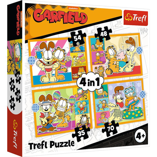 Garfield sada puzzle 4 v 1 pro děti, zábavná a poutavá