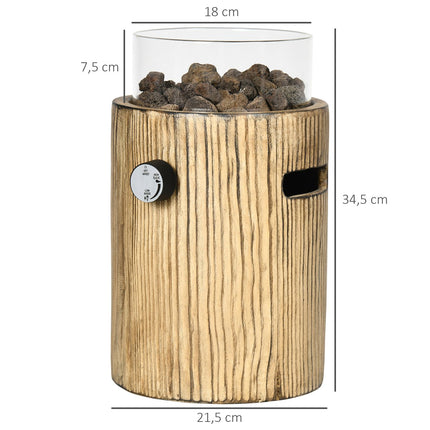 Přenosná plynová ohnivá mísa, vzhled dřeva, 10,000 BTU, Ø 21.5 cm