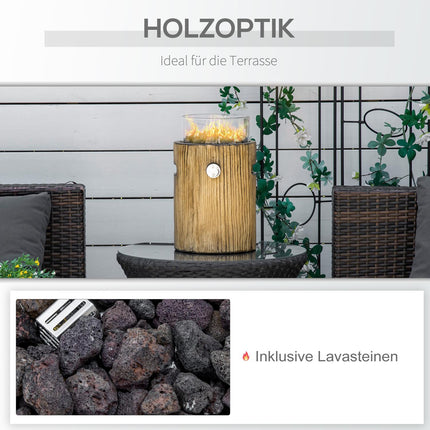 Přenosná plynová ohnivá mísa, vzhled dřeva, 10,000 BTU, Ø 21.5 cm