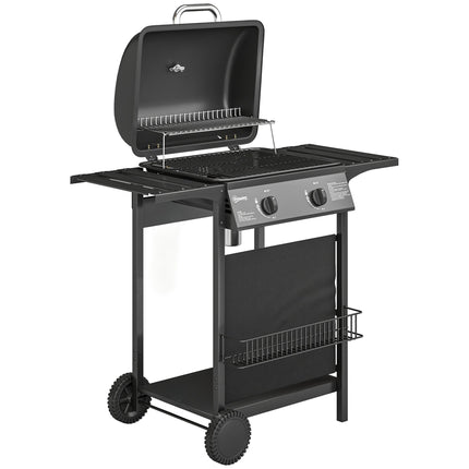 Gas Grill 5kW, 2 Burners, Stainless Steel, Side Tables