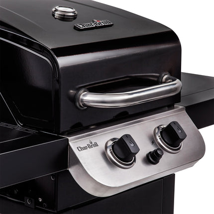 Gas Grill with 2 Burners, Cast Iron Grates, Thermometer