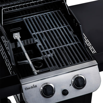 Gas Grill with 2 Burners, Cast Iron Grates, Thermometer