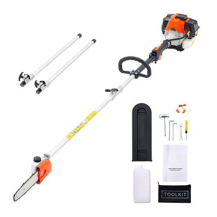 Gas Pole Saw, 33cc 2-Stroke, 8-Inch Bar, 2–3.5m Extendable