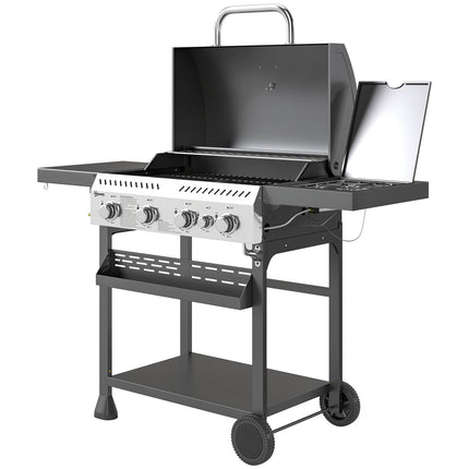 Nerezový plynový gril, 12KW, 4+1 hořáků, s teploměrem