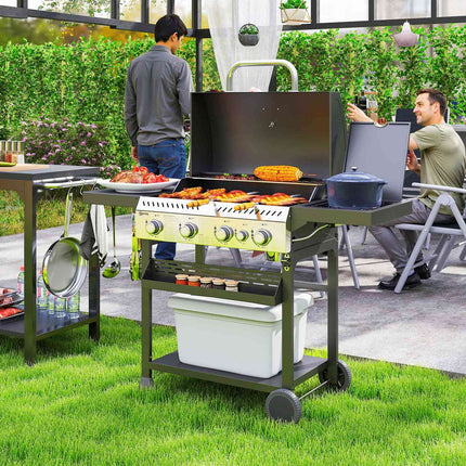 Nerezový plynový gril, 12KW, 4+1 hořáků, s teploměrem