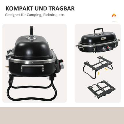 Plynový gril 2.34 KW s teploměrem a dvěma hořáky