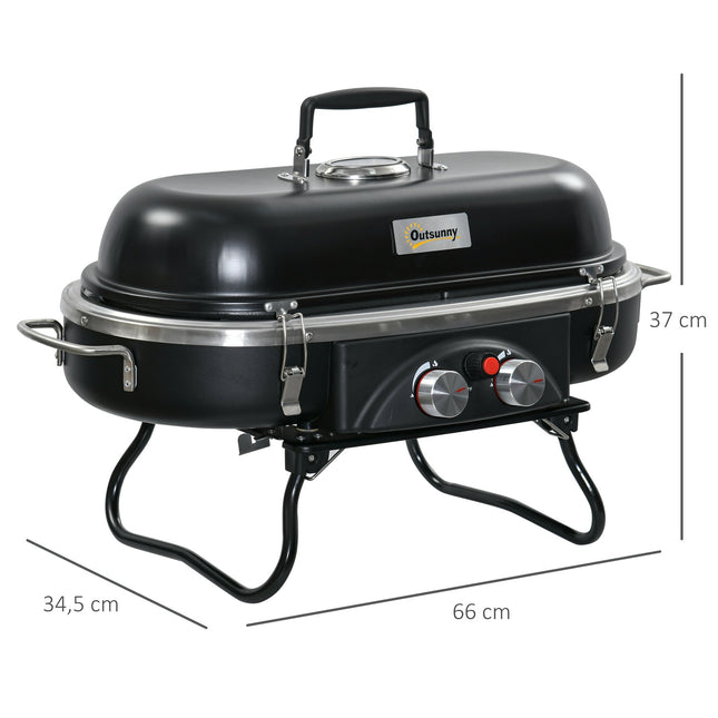 Plynový gril 2.34 KW s teploměrem a dvěma hořáky