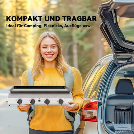Plynový gril se 4 hořáky, nastavitelné nohy a varná deska