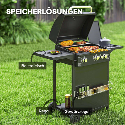 9.5 KW gas barbecue trailer with 4 burners and side stove