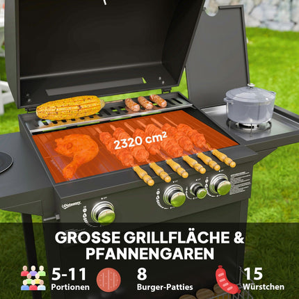 9.5 KW gas barbecue trailer with 4 burners and side stove
