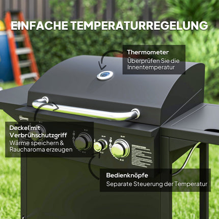 9.5 KW gas barbecue trailer with 4 burners and side stove