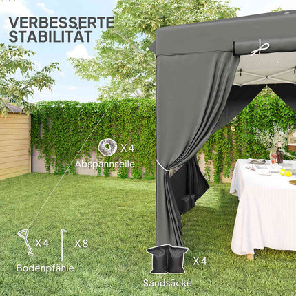 Pop-up altán 2.5x2.5m, voděodolný, UV50+, tmavě šedý