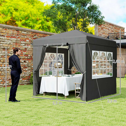 Pop-up altán 2.5x2.5m, voděodolný, UV50+, tmavě šedý