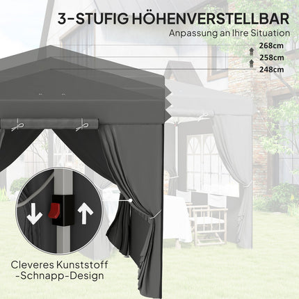Pop-up altán 2.5x2.5m, voděodolný, UV50+, tmavě šedý