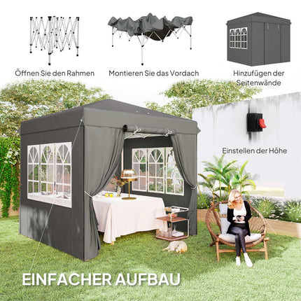 Pop-up altán 2.5x2.5m, voděodolný, UV50+, tmavě šedý