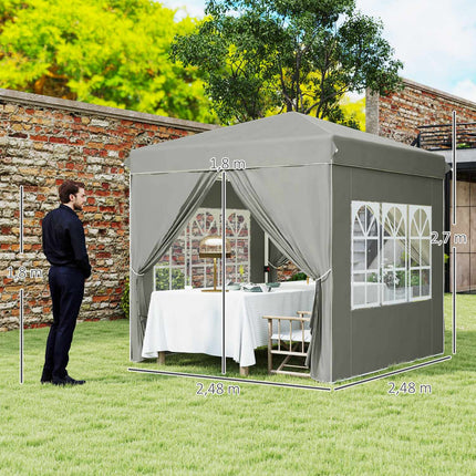 Pop-up altán 2.5 m, voděodolný, UV 50+, světle šedý