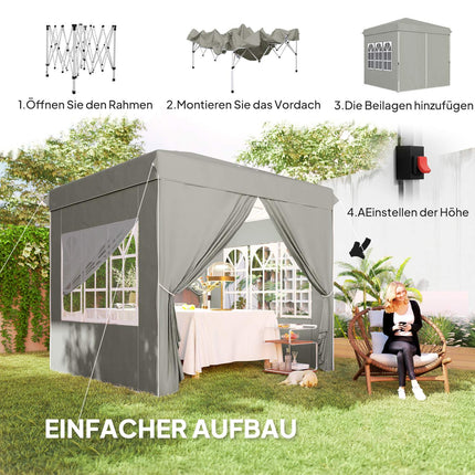 Pop-up altán 2.5 m, voděodolný, UV 50+, světle šedý