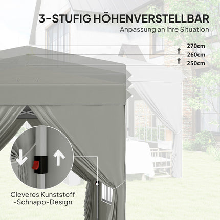 Pop-up altán 2.5 m, voděodolný, UV 50+, světle šedý