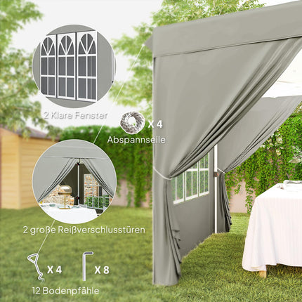 Pop-up altán 2.5 m, voděodolný, UV 50+, světle šedý