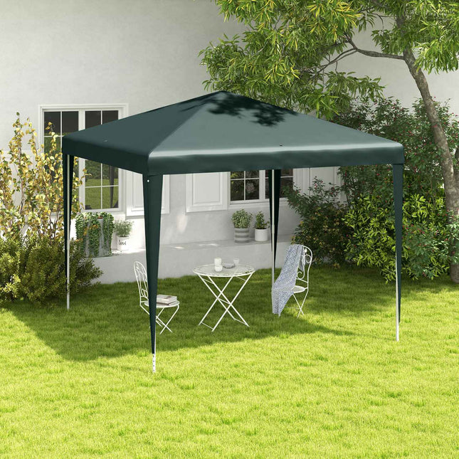 Zahradní altán z tmavě zelené oceli, terasový stan 2.7 x 2.7 m
