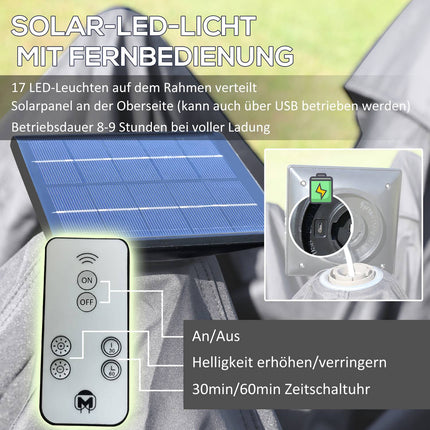 Pop-up altán 3.3x3.3M s LED, síťové stěny, ochrana proti slunci