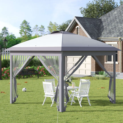 Pop-up altán 3.3x3.3M s LED, síťové stěny, ochrana proti slunci