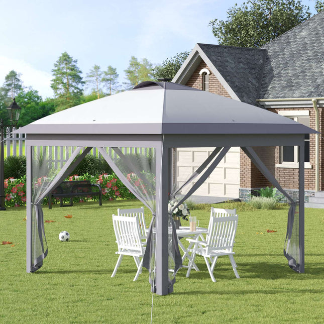 Pop-up altán 3.3x3.3M s LED, síťové stěny, ochrana proti slunci