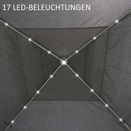 Pop-up altán 3.3x3.3M s LED, síťové stěny, ochrana proti slunci