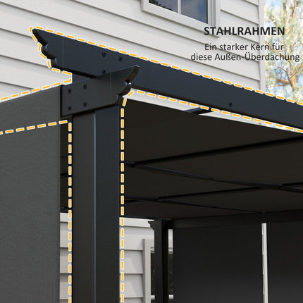 Altánová pergola 3.5x3m odolná proti povětrnosti - tmavě šedá terasová střecha