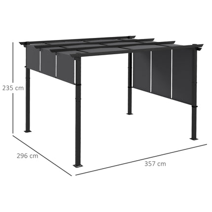 Altánová pergola 3.5x3m odolná proti povětrnosti - tmavě šedá terasová střecha