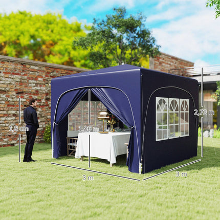Nůžkový altán 3x3m odolný povětrnosti, UV50+, tmavě modrá