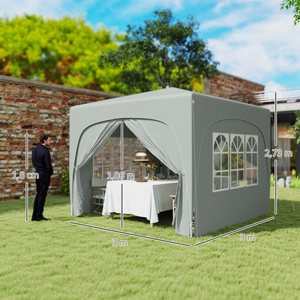 Voděodolný nůžkový altán 3x3m, UV 50+, světle šedá