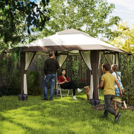 Waterproof 4x4 m pop-up gazebo with mesh walls and UV protection