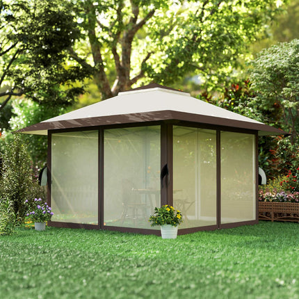 Waterproof 4x4 m pop-up gazebo with mesh walls and UV protection