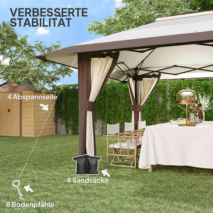 Waterproof 4x4 m pop-up gazebo with mesh walls and UV protection
