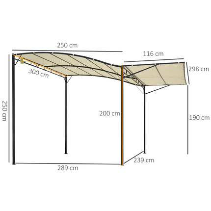 Zahradní altán s UV ochranou, ocel a polyester 3x2.5m