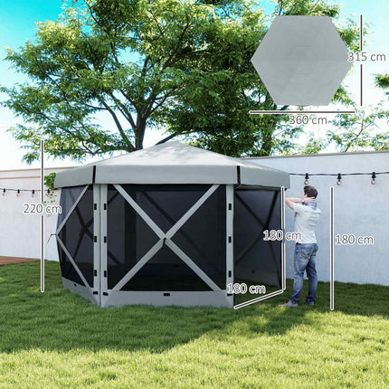 Šestihranný pop-up altán, 3.6x3m, vodotěsný stan UV30+