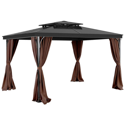 Gazebo Privacy Curtains 10x10, 4-Panel with Zippers, Coffee