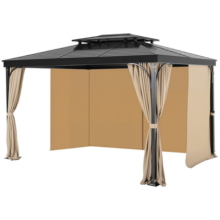 Gazebo Privacy Curtains, Zippered 4-Panel 10x13x7 Khaki