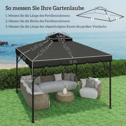 Náhradní střecha k altánu, 3x3m, dvoustupňová, UPF 30+