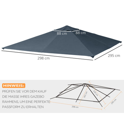 Náhradní polyesterová střecha altánu 3x3M, tmavě šedá
