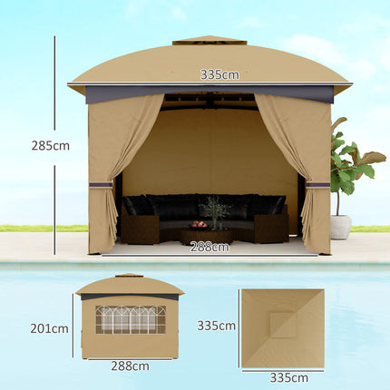 Water-repellent garden pavilion 3.4x3.4 m with UV protection